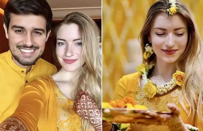 यूट्यूबर ध्रुव राठी ने शेयर की अपनी हल्दी की तस्वीरें, जर्मन पत्नी ने पीली कुर्ती पहन हाथों में लगाई मेहंदी