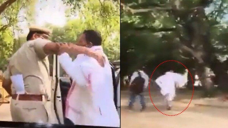 पुलिस को देखते ही सरपट भागे कांग्रेस नेता श्रीनिवास, लोग बना रहे मीम्स, ले रहे मजे