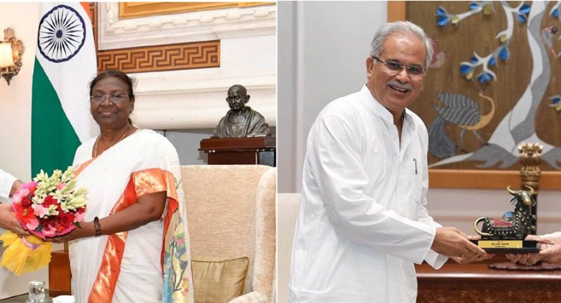 मुख्यमंत्री भूपेश बघेल राष्ट्रपति मुर्मू और प्रधानमंत्री मोदी से मिले