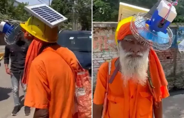 ‘जुगाड़ वाले बाबा’ का वीडियो इंटरनेट पर छाया, स्पेशल हेलमेट देखकर जनता इंप्रेस हो गई