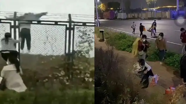 एप्पल फैक्ट्री में लॉकडाउन के डर से दीवारें फांदकर भाग रहे कर्मचारी