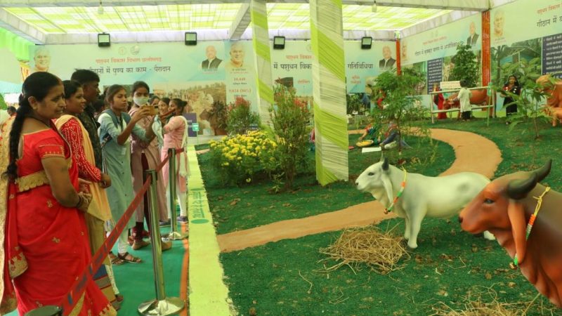 कृषि विभाग के स्टॉल में गौठान योजना के मॉडल को लोगों ने सराहा