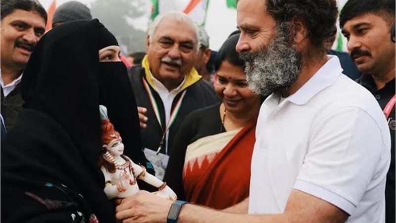 भारत जोड़ो यात्रा ने दिया सद्भावना का संदेश… मुस्लिम महिला ने भेंट की राहुल को शिवजी की मूर्ति