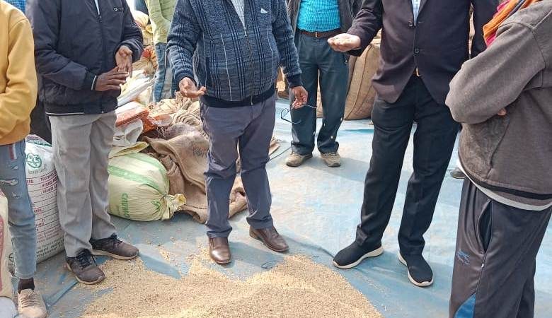 धान खरीदी केन्द्र नागपुर में 70 बोरा अमानक धान जब्त