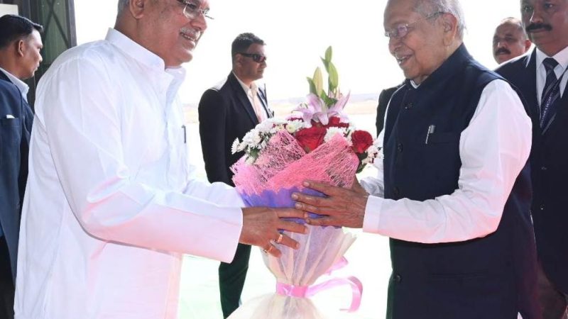 छत्तीसगढ़ के मनोनीत राज्यपाल श्री विश्व भूषण हरिचंदन राजधानी रायपुर पहुंचे
