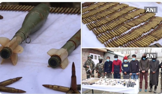 जैश मॉड्यूल का भंडाफोड़, कुलगाम में 6 आतंकी गिरफ्तार, हथियारों का जखीरा बरामद