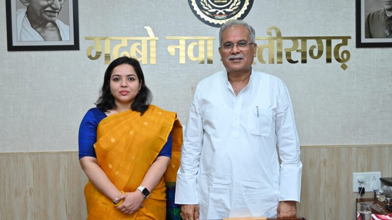 मुख्यमंत्री से संयुक्त राष्ट्र में भारत के स्थाई मिशन की प्रथम सचिव सुश्री बरखा ताम्रकार ने की सौजन्य मुलाकात