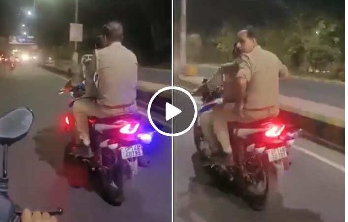 हेलमेट न पहनने पर पुलिस वालों का ही हुआ फाइन