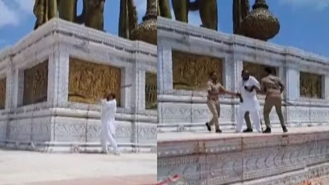 हनुमान मंदिर में विवादित भित्ति-चित्र को लेकर मचा बवाल