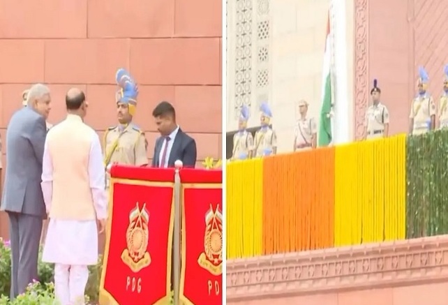 नए संसद भवन के ‘गज द्वार’ पर शान से फहराया तिरंगा