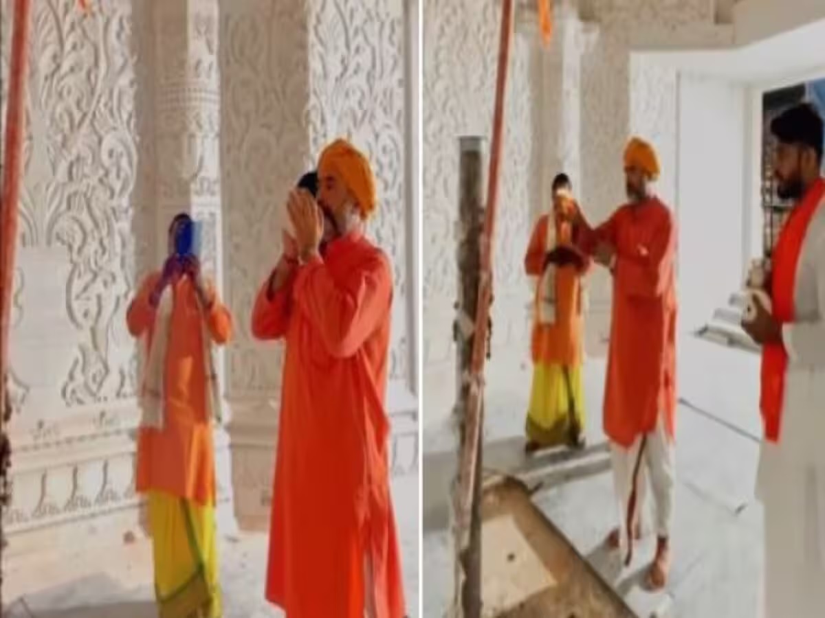 उद्घाटन से पहले निर्माणाधीन राम मंदिर के गर्भगृह में पहली आरती