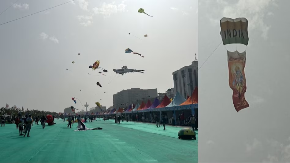 राम मंदिर थीम पर बनी पतंग आकर्षण का केंद्र