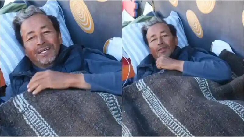 खुले आसमान में माइनस 8 डिग्री के तापमान में वांगचुक