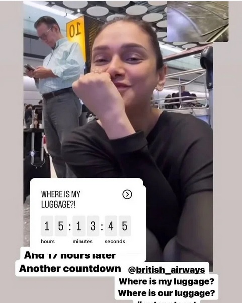 लंदन में 17 घंटे एयरपोर्ट पर फंसी रहीं अदिति राव